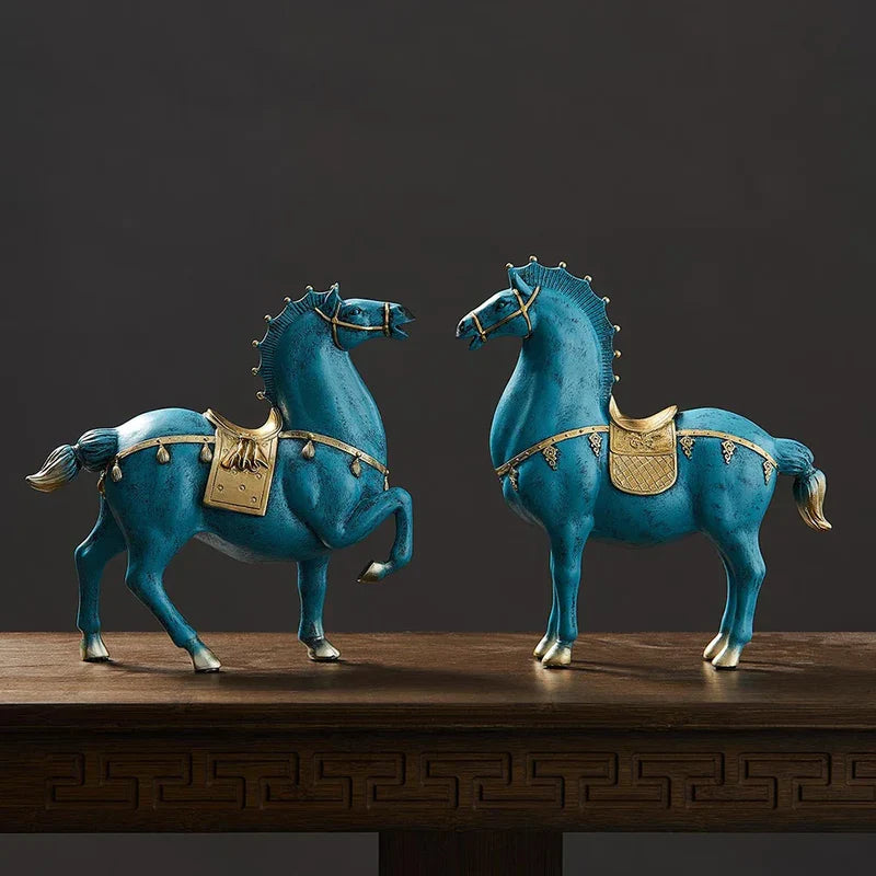Blue Horse Decorative Sculpture